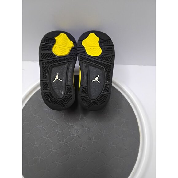 Air Jordan 4 Retro Toddler Shoes Black/Yellow Size 5C - Picture 4 of 8